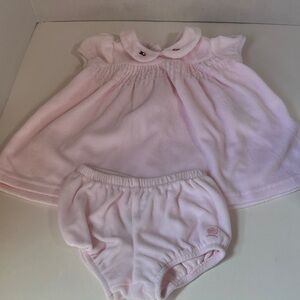 Vintage Tommy Hilfiger pale pink velour baby dress size 0-3 months